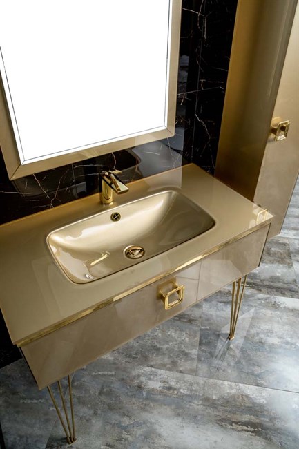 ARMADIART Столешница стекло 100см моноблок Светлое золото ARMADIART-852-100-Light Gold - фото 109764