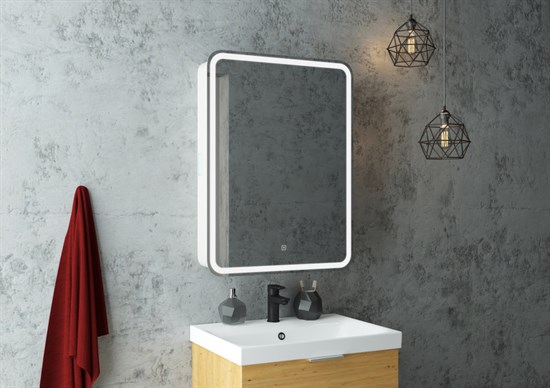 CONTINENT Зеркало-шкаф ELLIOTT 550х800 белый правый со светодиодной подсветкой - фото 136795