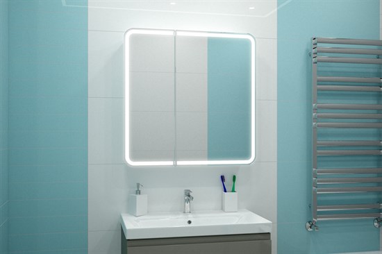 CONTINENT Зеркало-шкаф ELLIOTT 800х800 белый со светодиодной подсветкой - фото 136820