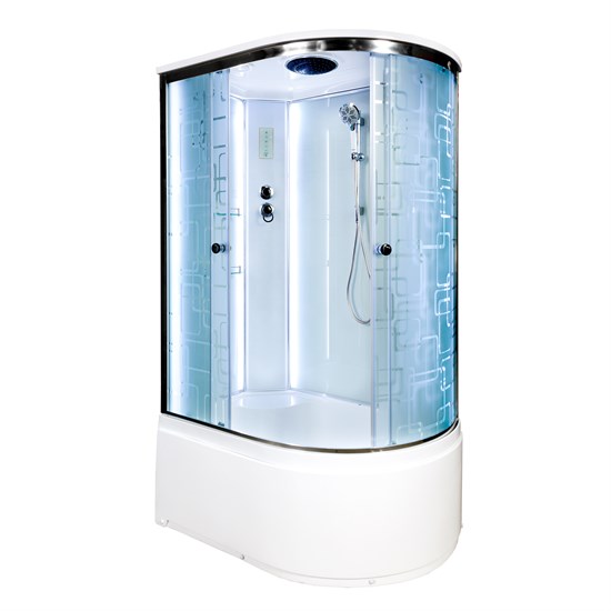 DETO Душевая кабина EM4512L LED, размер 120x80 см, профиль глянцевый хром, стекло с узором EM4512LLED - фото 164444