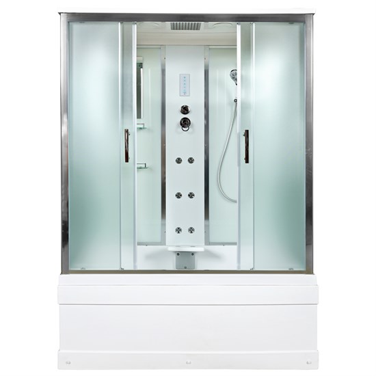 DETO Душевая кабина EM4517 с гидромассажем и электрикой, размер 170x90 см, профиль глянцевый хром, стекло с узором EM4517GM+EL - фото 165051