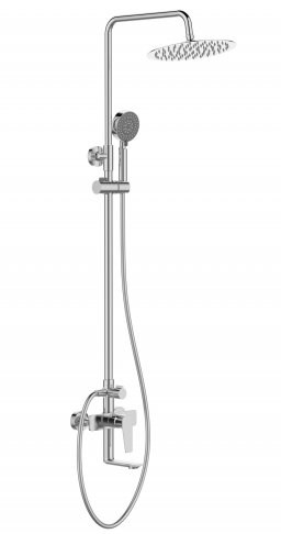 BELBAGNO Ancona Душевая стойка со смесителем для ванны, верхним и ручным душем, хром ANCONA-VSCM-CRM. Диаметр верхнего душа 25 см. - фото 179362