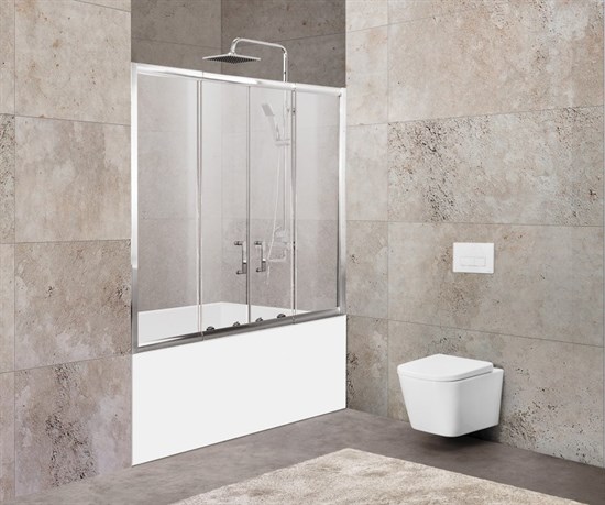 BELBAGNO Unique Шторка на ванну, размер 150 см, двери раздвижные, стекло 5 мм UNIQUE-VF-2-150/180-140-P-Cr - фото 182907
