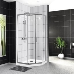 BELBAGNO Uno-195 Душевой уголок пятиугольный, размер 120х90 см, двери раздвижные, стекло 5 мм - фото 183313