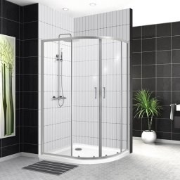 BELBAGNO Uno-195 Душевой уголок полукруглый-ассиметричный, размер 120х90 см, двери раздвижные, стекло 5 мм UNO-195-RH-2-120/90-C-Cr - фото 183336