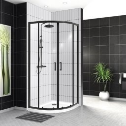 BELBAGNO Uno-195 Душевой уголок полукруглый, размер 90х90 см, двери раздвижные, стекло 5 мм - фото 183352