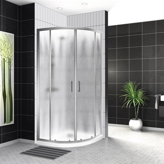 BELBAGNO Uno-195 Душевой уголок полукруглый, размер 100х100 см, двери раздвижные, стекло 5 мм UNO-195-R-2-100-CH-CR - фото 183401