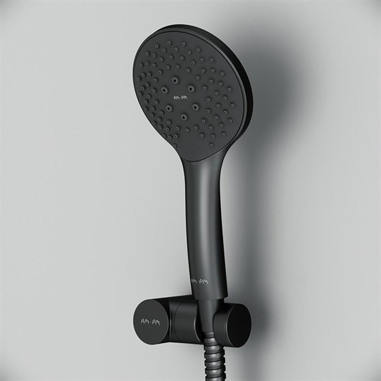 AM.PM F0119022 Gem, душевой набор: ручной душ 110мм, держатель ручного душа, душевой шланг, черный, шт. - фото 186111