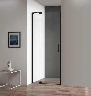 CEZARES Slider Душевая дверь в нишу распашная, профиль - черный  / стекло - прозрачное, ширина 100 см, стекло 8 мм - фото 195170
