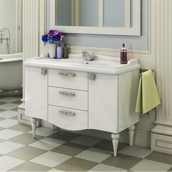 COMFORTY Тумба-умывальник напольный "Монако-120" белый глянец с раковиной 3312 COMFORTY 3132224