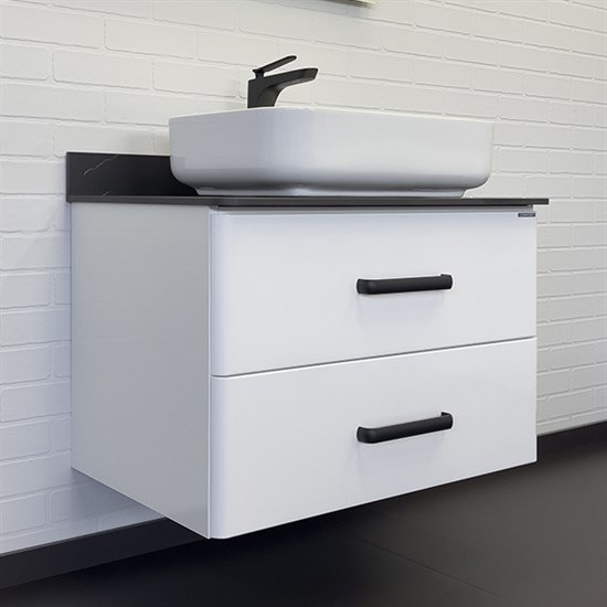 COMFORTY Тумба-умывальник подвесной "Амстердам-75" белая со столешпод мрамор Калакатта Блэк с ракT-Y9378 COMFORTY 00-00013775