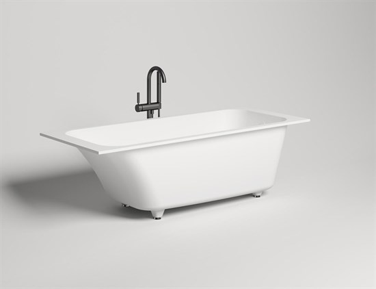 SALINI Orlanda Встраиваемая ванна с прямоугольной чашей, регулируемые ножки, донный клапан "Up&Down" белый, сифон, интегрированный слив-перелив размер 170х80 см, белый матовый - фото 202141