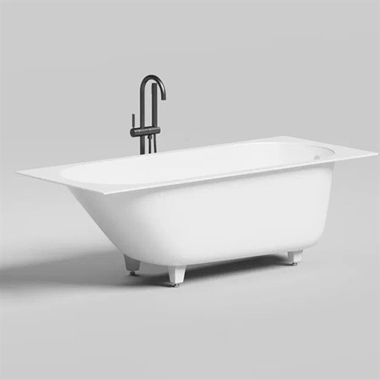 SALINI Ornella Встраиваемая ванна с прямоугольной чашей, регулируемые ножки, донный клапан "Up&Down" белый, сифон, интегрированный слив-перелив размер 170х70 см, белый матовый - фото 202347