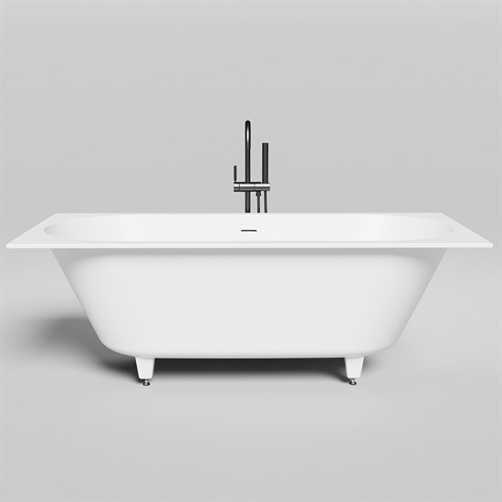 SALINI Ornella Встраиваемая ванна с прямоугольной чашей, регулируемые ножки, донный клапан "Up&Down" белый, сифон, интегрированный слив-перелив размер 180х80 см, белый матовый - фото 202573