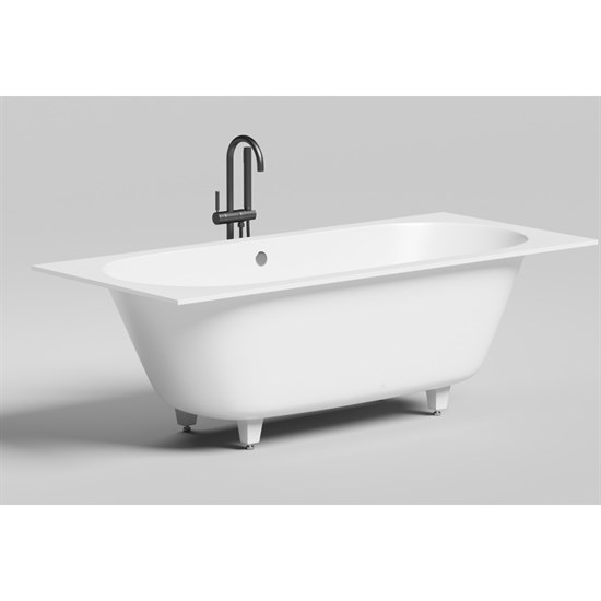 SALINI Ornella Встраиваемая ванна с прямоугольной чашей, регулируемые ножки, донный клапан "Up&Down" белый, сифон, интегрированный слив-перелив размер 190х80 см, белый - фото 202581
