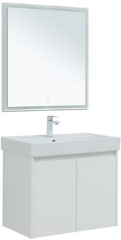 AQUANET Мебель для ванной подвесная / напольная Nova Lite 75 белый глянец (2 дверцы) - фото 225275