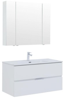 AQUANET Мебель для ванной подвесная Алвита New 100 2 ящика, белый матовый - фото 225489