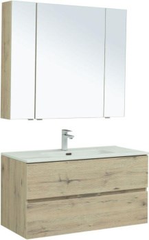 AQUANET Мебель для ванной подвесная Алвита New 100 2 ящика, дуб веллингтон белый - фото 225502