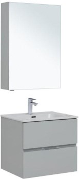 AQUANET Мебель для ванной подвесная Алвита New 60 2 ящика, серый - фото 225699