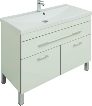 AQUANET Тумба с раковиной Верона 100 белый (напольная 1 ящик 2 дверцы) AQUANET-287662 - фото 226259