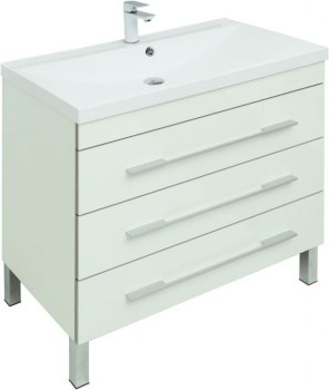 AQUANET Тумба с раковиной Верона 90 белый (напольная 3 ящика) AQUANET-287674 - фото 226334