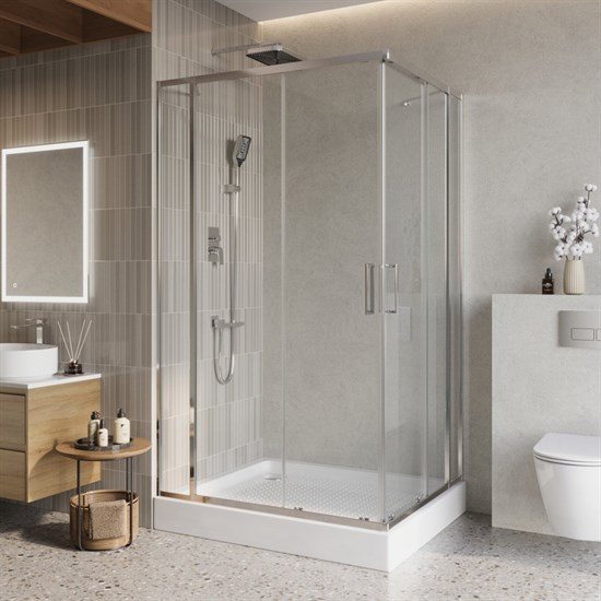 BELBAGNO Luce Душевой уголок прямоугольный размер 150x120 см профиль - хром / стекло - прозрачное, двери раздвижные, стекло 6 мм LUCE-AH-22-150/120-C-Cr - фото 228859
