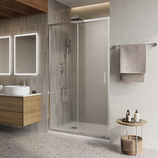 BELBAGNO Luce Душевая дверь в нишу ширина 120 см профиль - хром / стекло - прозрачное, двери раздвижные, стекло 6 мм LUCE-BF-1-120-C-Cr - фото 228871