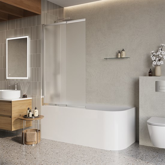 BELBAGNO Luce Шторка на ванну ширина 90 см профиль - хром / стекло - матовое, двери распашные, стекло 6 мм LUCE-VF-11-90/145-P-Cr - фото 228924
