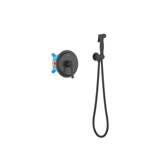 AQUATEK Набор с гигиеническим душем (смеситель + гигиеническая лейка + шланг + шланговое подсоединение с держателем) , матовый черный AQ1519MB КЛАССИК - фото 231215