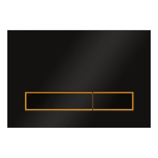 VECONI Кнопка смыва Square Design VFSD-BLG, 150х220х13, пластик, черный, кайма - матовое золото - фото 234380