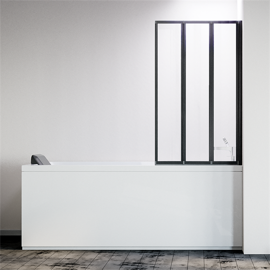 VECONI Шторка складная правая на ванну Palau PL-73BR, 900x1500, черный, стекло прозрачное PL73BR-90-01-19C4 - фото 234839