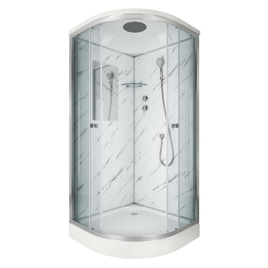 NIAGARA Luxe Душевая кабина 1/4 круга размер 90x90 см, профиль - серебро / стекло - прозрачное NIAGARA7701M - фото 235736