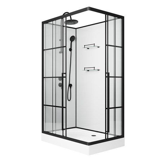 NIAGARA Standart Душевая кабина прямоугольник левая размер 100x80 см, профиль - черный матовый / стекло - прозрачное ST100/80/15QL/KL/BKT