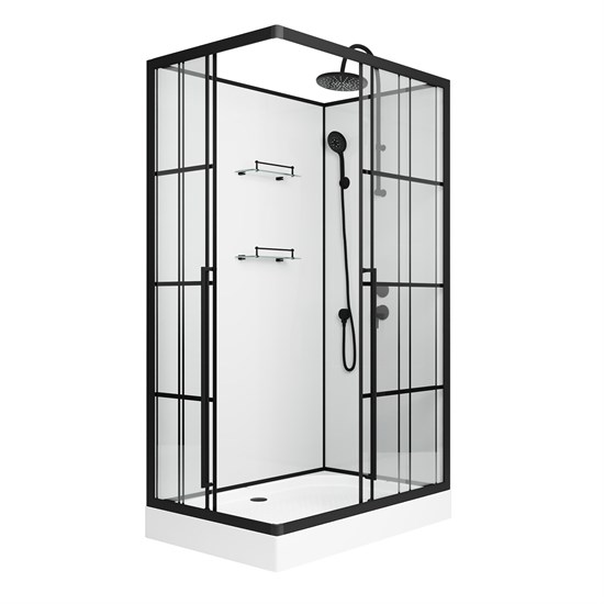 NIAGARA Standart Душевая кабина прямоугольник правая размер 100x80 см, профиль - черный матовый / стекло - прозрачное ST100/80/15QR/KL/BKT