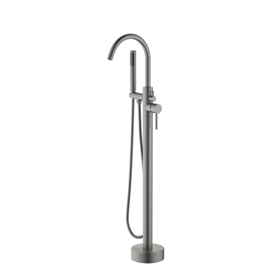 AQUATEK ЕВРОПА Смеситель для ванны напольный, шлиф. черный хром AQ1345BGM - фото 253707