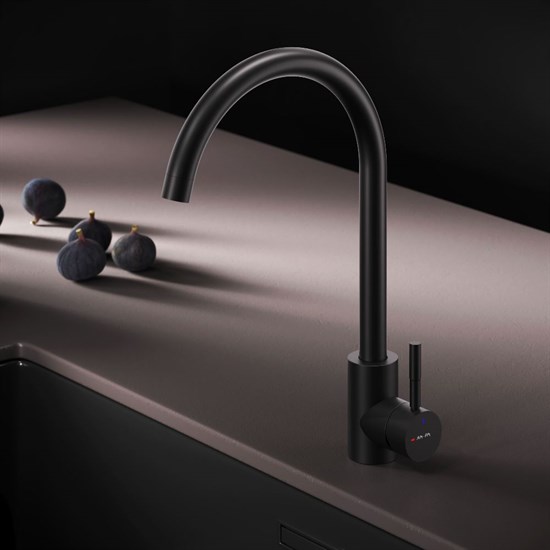 AM.PM X-Joy S Смеситель для кухни с С-изливом, черный F85B07122 - фото 255072