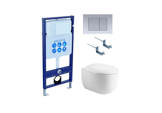 AQUATEK Set АЛЬТАИР (рама Standard INS-0000012 с звукоиз.прокладкой+крепеж KKI-0000002+кнопкаKDI-0000011+унитаз АЛЬТАИР AQ1980-00 с крышкой SET AQUATEK АЛЬТАИР cm-011 4в1 - фото 260797