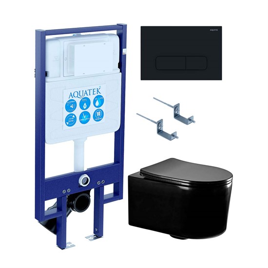 AQUATEK  SET МИЯ-MB-017 4в1 (рама Standard INS-0000020+ крепеж KKI-0000002+клавиша KDI-0000017+унитаз AQ2004-MB с тонким сиденьем soft-close SET AQUATEK МИЯ-MB-017 4в1 - фото 261227