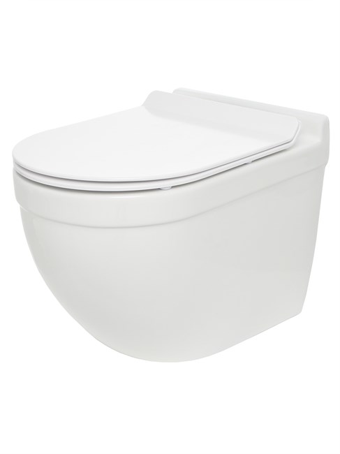 AQUAme Унитаз подвесной сиденье SoftClose, технология смыва QUIET, скрытый крепеж. 520х360х410, белый AQM2010 - фото 272510
