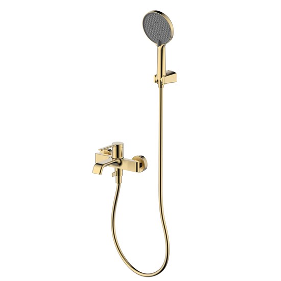 AQUAme Asti Смеситель для ванны однорычажный, с душевым набором, 3 режима, Brushed gold AQM6412BG - фото 273274