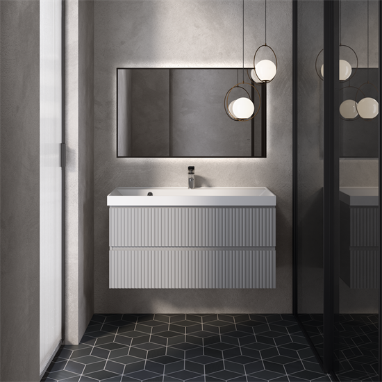 AQUAme "S1" тумба под умывальник подвесная 100 см., цвет серый. AQM900110GM - фото 274055