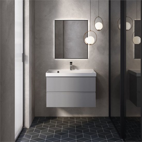 AQUAme "S1" тумба под умывальник подвесная 80 см., цвет серый. AQM900180GM - фото 274079