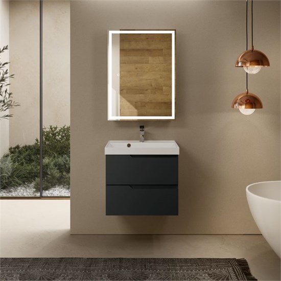 AQUAme "S3" тумба под умывальник подвесная 60 см., цвет антрацит. AQM900360GM - фото 274095