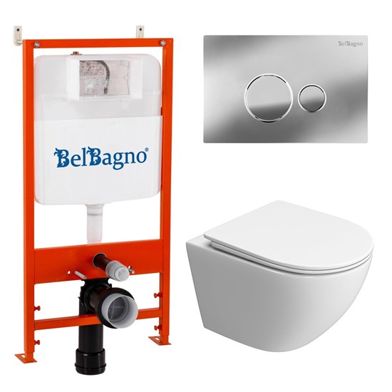 BELBAGNO Комплект 3 в 1 Унитаз подвесной с сиденьем BelBagno UNO-TOR BB5177CH-TOR/SC + Система инсталляции 2 в 1 BelBagno BB026/BB081CR BB5177CH-TOR/SC/BB026/BB081CR - фото 275385