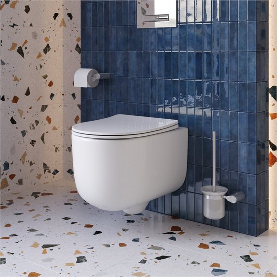 BELBAGNO Soft Унитаз подвесной безободковый со смывом "Торнадо", с сиденьем дюропласт soft close, белый BB084CH-TOR/SC - фото 275566