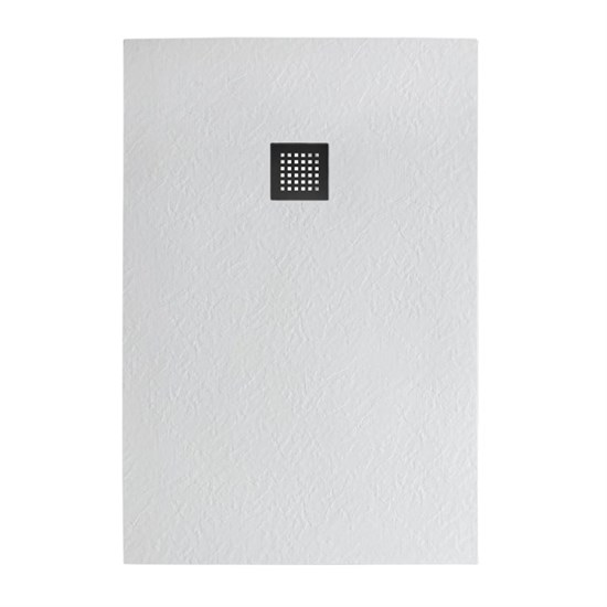 BELBAGNO Uno Поддон прямоугольный из искусственного мрамора в комплекте с сифоном с чёрной матовой декоративной накладкой, размер 120x90 см TRAY-MR-UNO-AH-120/90-35-W-NO