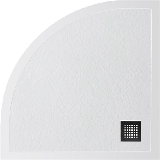 BELBAGNO Uno Поддон полукруглый из искусственного мрамора в комплекте с сифоном с чёрной матовой декоративной накладкой, размер 80x80 см TRAY-MR-UNO-R-80-550-35-W-NO