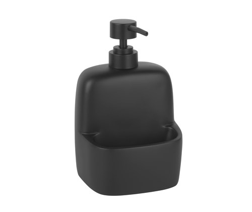 WASSERKRAFT K-8499BLACK Дозатор с емкостью для губки, черный WASSERKRAFT 8499BLACK - фото 278132