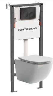 CERAMICA NOVA Комплект Подвесной унитаз FORMA Rimless + Система инсталляции Balance кнопка Circle, черный матовый CN3009_121001MB - фото 278319