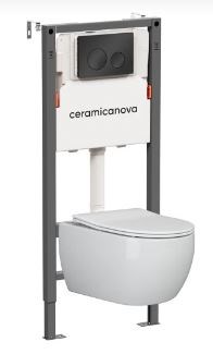 CERAMICA NOVA Комплект Подвесной унитаз PLAY Rimless + Система инсталляции Balance кнопка Circle, черный матовый CN3001_121001MB - фото 278329